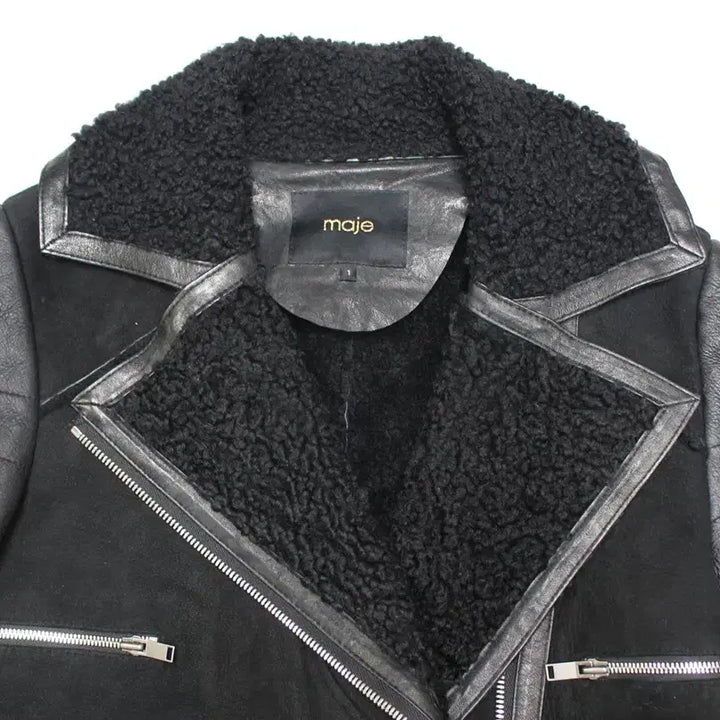 [BUNJANG] Maje Lambskin Shearling Mouton Jacket / 마쥬 여성 55 적당 양가죽 양털 무스탕 점퍼 자켓