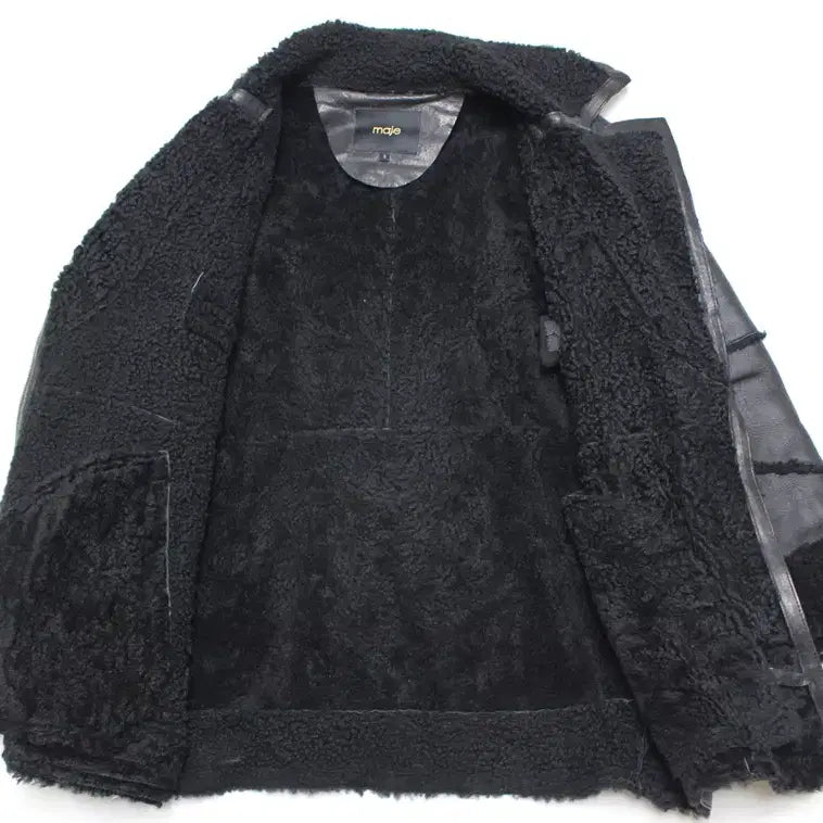 [BUNJANG] Maje Lambskin Shearling Mouton Jacket / 마쥬 여성 55 적당 양가죽 양털 무스탕 점퍼 자켓
