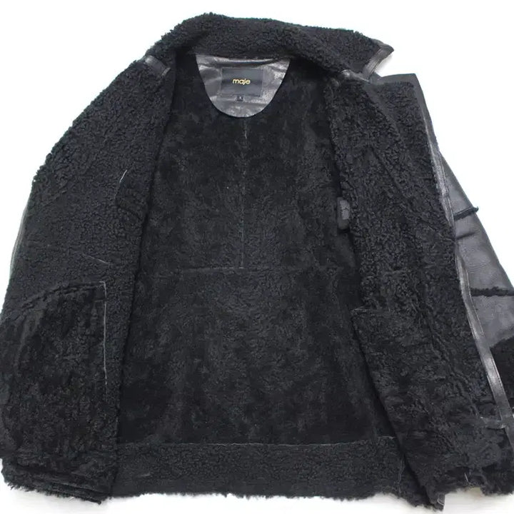 [BUNJANG] Maje Lambskin Shearling Mouton Jacket / 마쥬 여성 55 적당 양가죽 양털 무스탕 점퍼 자켓