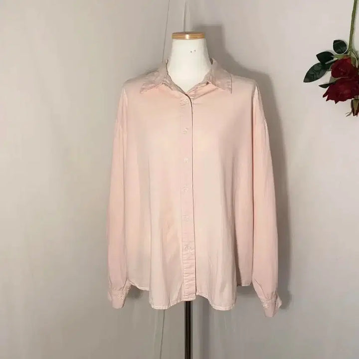 [BUNJANG] Oversized Floral Print Shirt / 빅사이즈 77사이즈 오버사이즈 오버핏 잔꽃 포인트 연핑크 데이지 셔츠