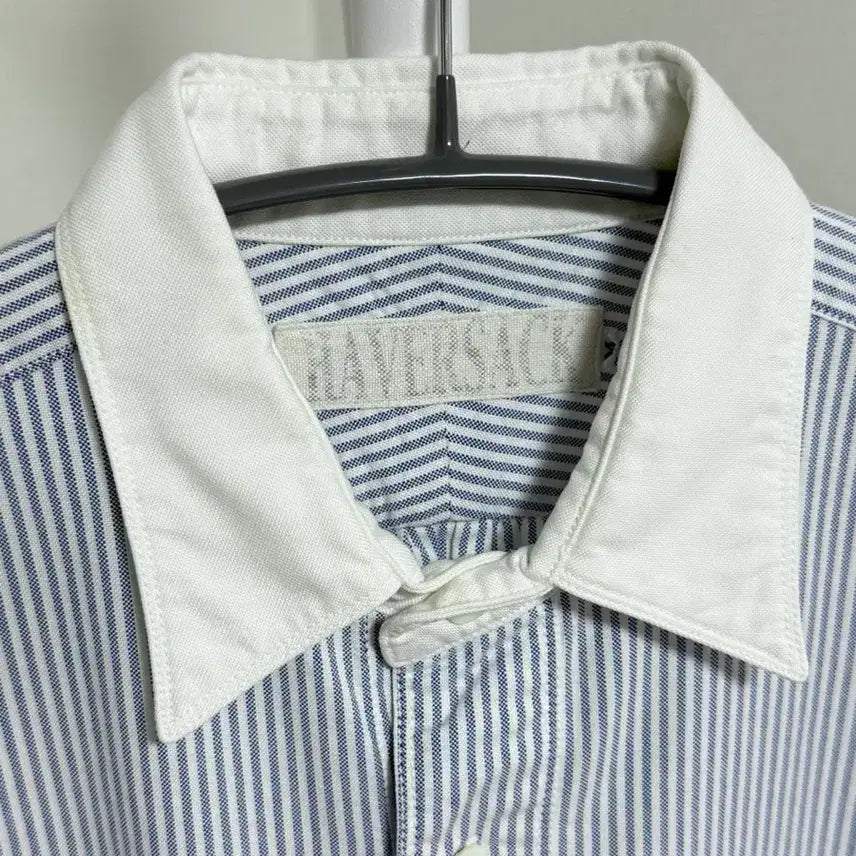 [BUNJANG] H.A.V.E.S.T. S.A.C Cotton Striped Shirt / 하버색 코튼  스트라이프 셔츠 스카이