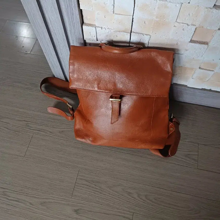 [BUNJANG] Mongsac Leather Backpack Brown / 몽삭가죽 백팩 브라운