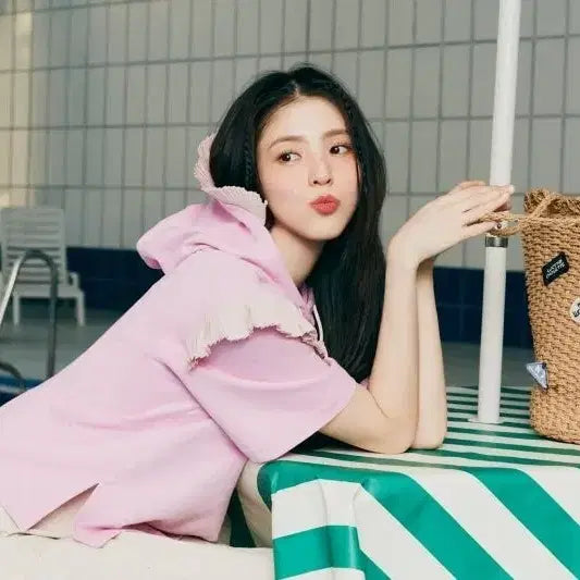 [BUNJANG] Lucky Chouette Pink T-Shirt / 럭키슈에뜨 핑크 반팔 티셔츠