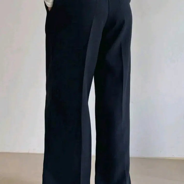 [BUNJANG] P25 Navy Wide Pants / P25 배색 허리 스트링 와이드 팬츠 네이비