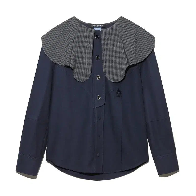 [BUNJANG] Lucky Chouette Checkered Cape Blouse / 럭키슈에뜨 블라우스