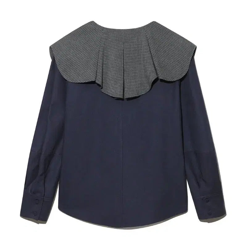 [BUNJANG] Lucky Chouette Checkered Cape Blouse / 럭키슈에뜨 블라우스