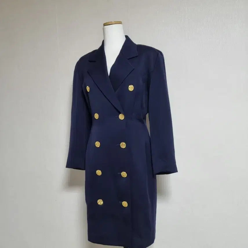 [BUNJANG] OP63 Navy Gold Button Double Jacket Dress / OP63 네이비 금장 버튼 더블 자켓 원피스