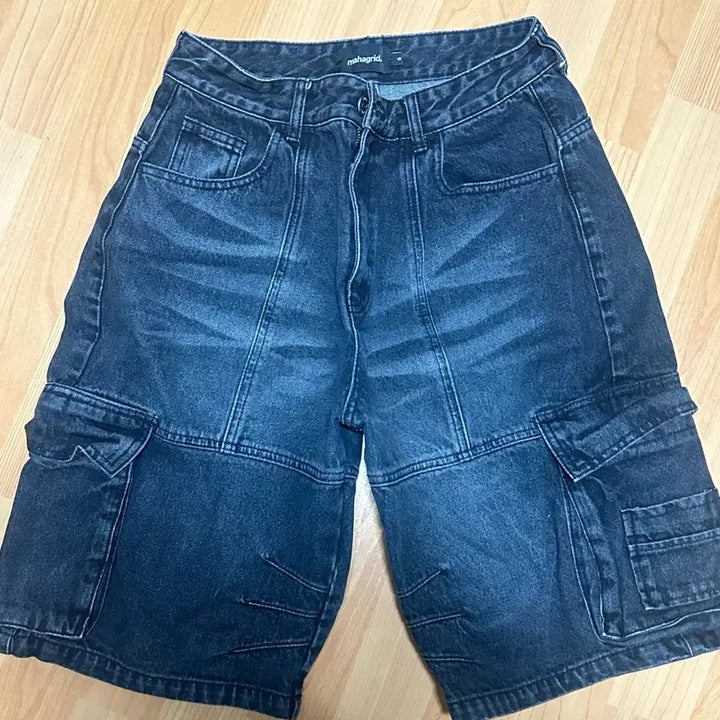 [BUNJANG] Mahagrid Bermuda Cargo Denim Shorts (Black) - Size S / 마하그리드 버뮤다 카고 데님 (블랙) S사이즈