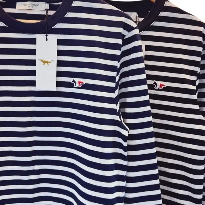 [BUNJANG] Maison Kitsuné Striped Long Sleeve T-shirt Navy/Black Unisex / 특가! 메종키츠네 스트라이프 롱슬리브(긴팔 )티셔츠네이비/블랙(공용제품)
