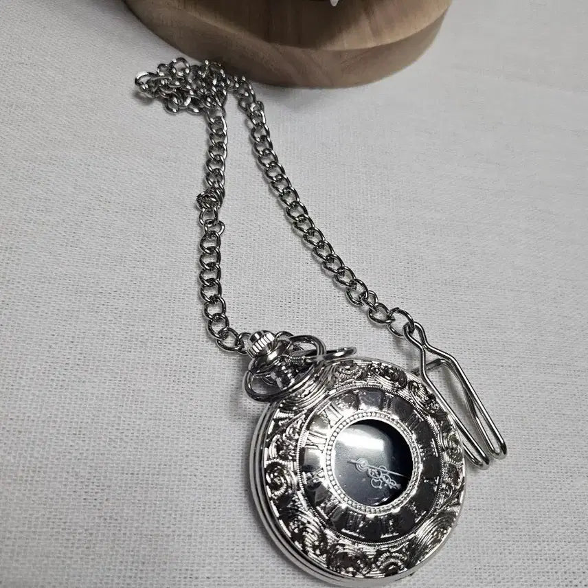 [BUNJANG] Antique Pocket Watch with Silver Chain / 엔틱 회중시계 실버 체인 시계