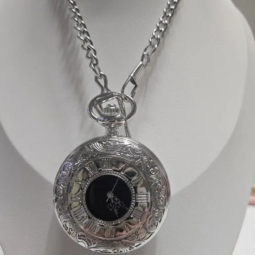 [BUNJANG] Antique Pocket Watch with Silver Chain / 엔틱 회중시계 실버 체인 시계