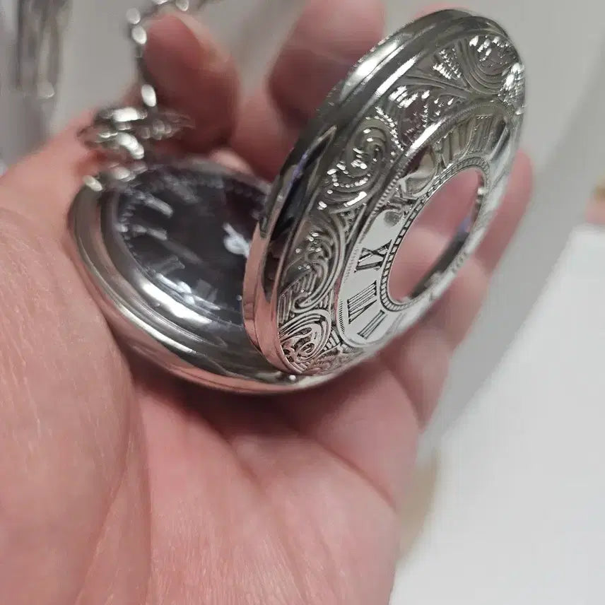 [BUNJANG] Antique Pocket Watch with Silver Chain / 엔틱 회중시계 실버 체인 시계
