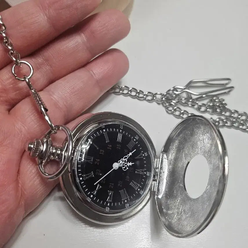 [BUNJANG] Antique Pocket Watch with Silver Chain / 엔틱 회중시계 실버 체인 시계