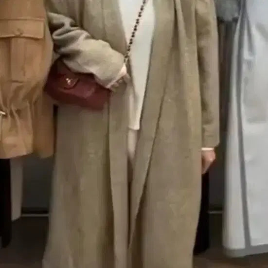 [BUNJANG] Beige Knit Long Cardigan / (피팅만)베이지 코트 숄 니트 롱가디건