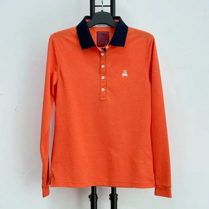 [BUNJANG] Mark & Rona Orange Long Sleeve Polo Shirt / 정품 마크앤로나 mark&rona 골프웨어 오렌지 긴팔 카라티