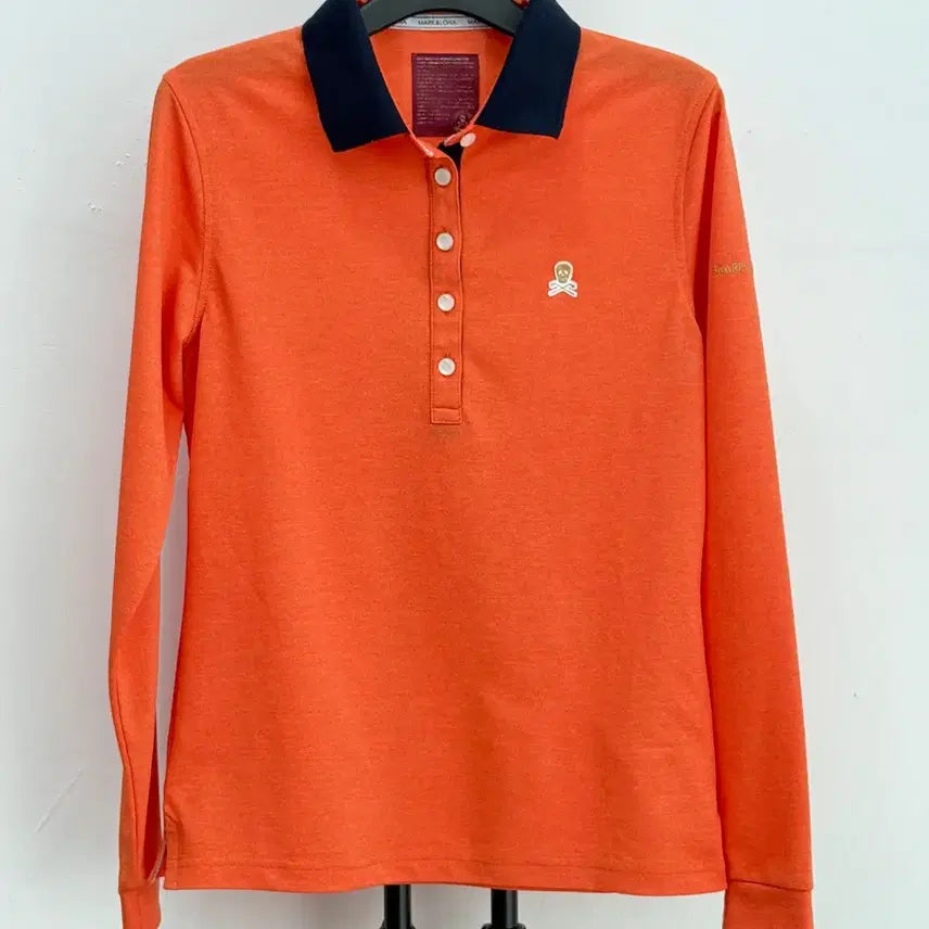 [BUNJANG] Mark & Rona Orange Long Sleeve Polo Shirt / 정품 마크앤로나 mark&rona 골프웨어 오렌지 긴팔 카라티