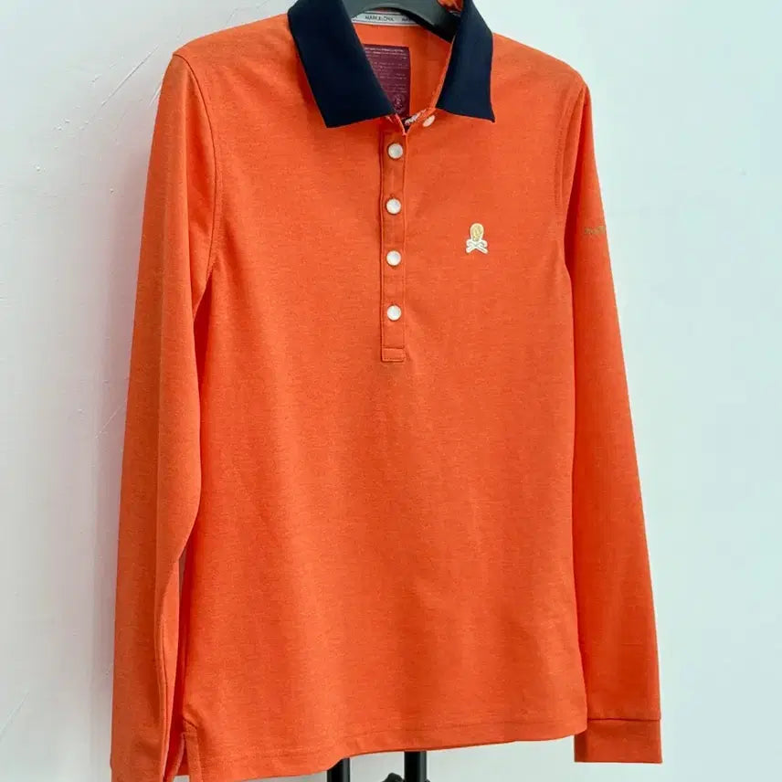 [BUNJANG] Mark & Rona Orange Long Sleeve Polo Shirt / 정품 마크앤로나 mark&rona 골프웨어 오렌지 긴팔 카라티