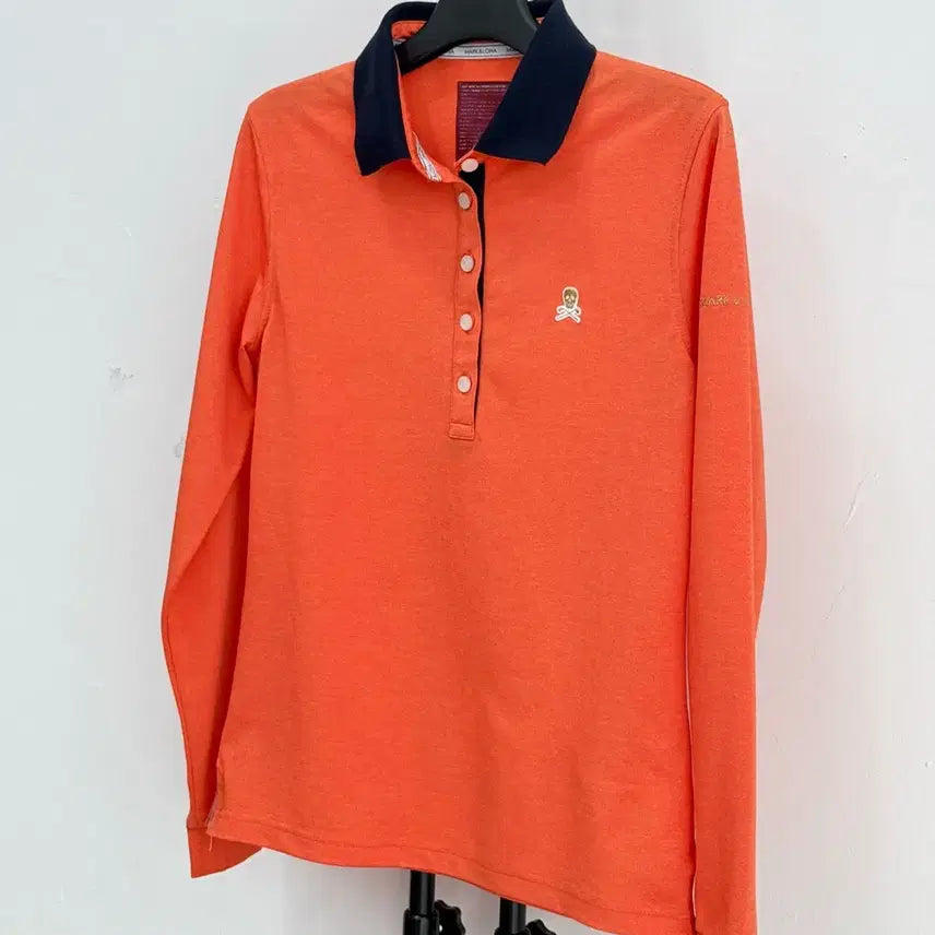 [BUNJANG] Mark & Rona Orange Long Sleeve Polo Shirt / 정품 마크앤로나 mark&rona 골프웨어 오렌지 긴팔 카라티