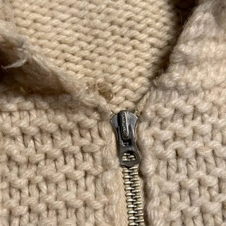 [BUNJANG] Vintage Horse Pattern Cowichan Sweater (Lightning Zipper) / (60s 라이트닝 지퍼) 빈티지 홀스 패턴 코위찬 스웨터 105-107