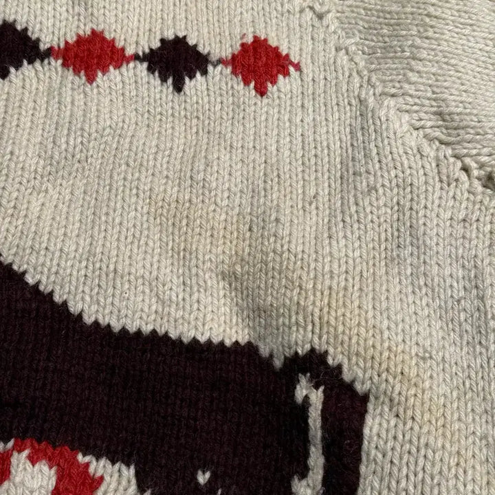[BUNJANG] Vintage Horse Pattern Cowichan Sweater (Lightning Zipper) / (60s 라이트닝 지퍼) 빈티지 홀스 패턴 코위찬 스웨터 105-107