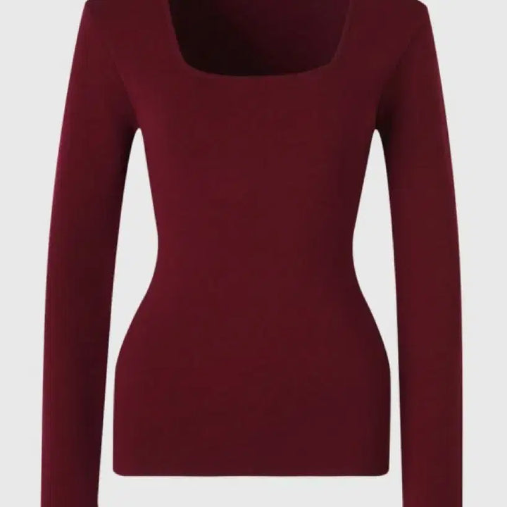 [BUNJANG] ORR Square Neck Slit Knit Top / ORR 스퀘어넥 슬릿 니트_버건디