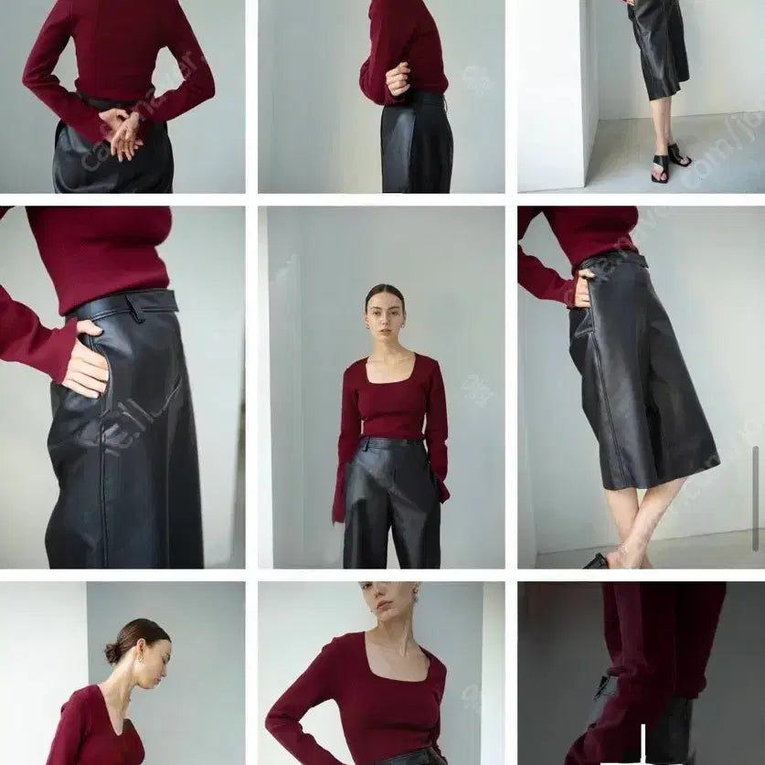 [BUNJANG] ORR Square Neck Slit Knit Top / ORR 스퀘어넥 슬릿 니트_버건디
