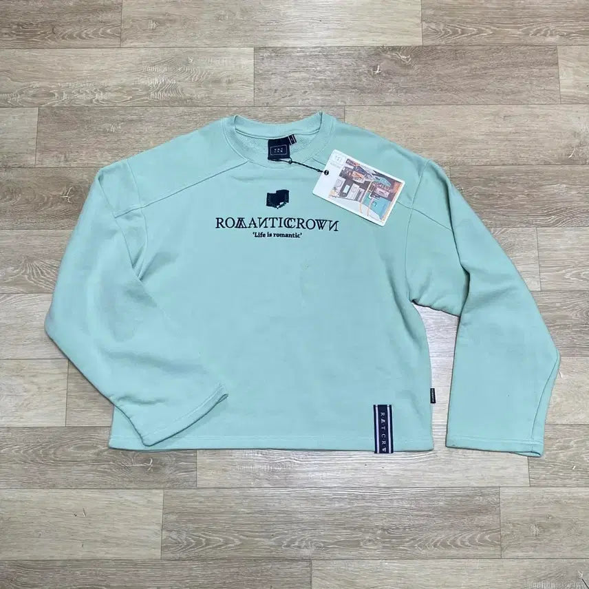 [BUNJANG] Romantic Crown Light Green Crewneck Sweatshirt / 로맨틱 크라운 민트색 맨투맨 교신