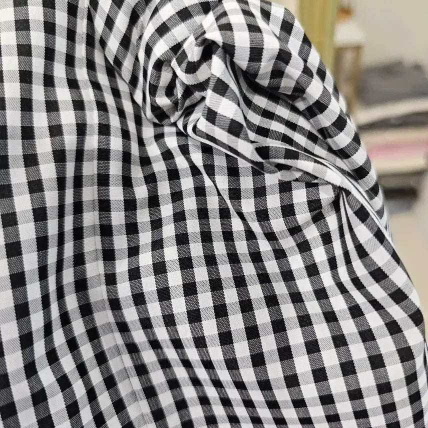 [BUNJANG] 체크 스트링 블라우스 티셔츠 / 체크 스트링 블라우스 티셔츠