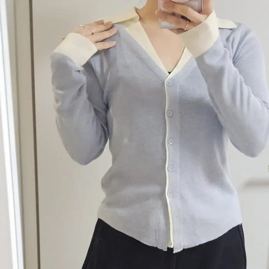 [BUNJANG] Layered Collar Cardigan / 이중 레이어드 카라 가디건