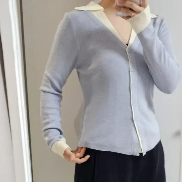 [BUNJANG] Layered Collar Cardigan / 이중 레이어드 카라 가디건
