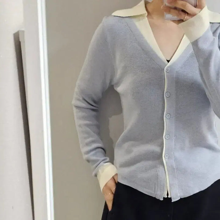 [BUNJANG] Layered Collar Cardigan / 이중 레이어드 카라 가디건