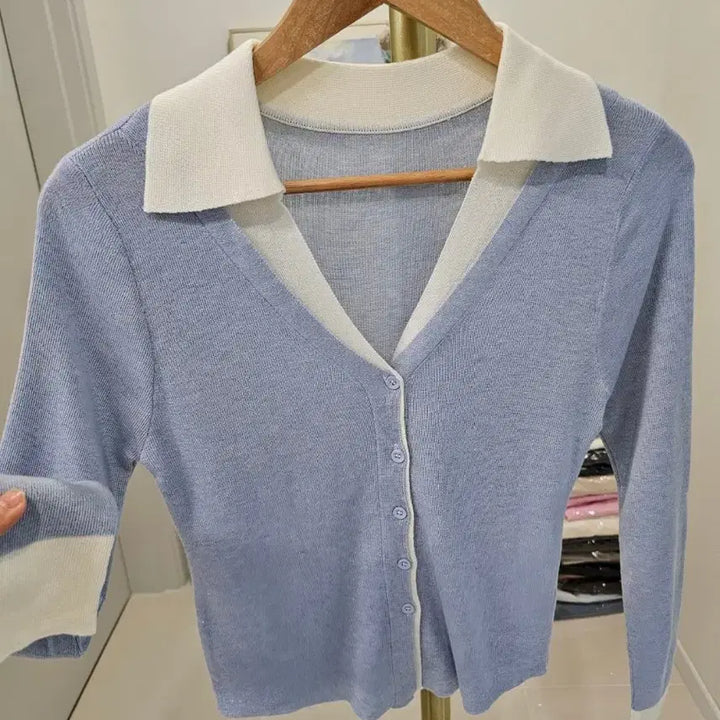 [BUNJANG] Layered Collar Cardigan / 이중 레이어드 카라 가디건