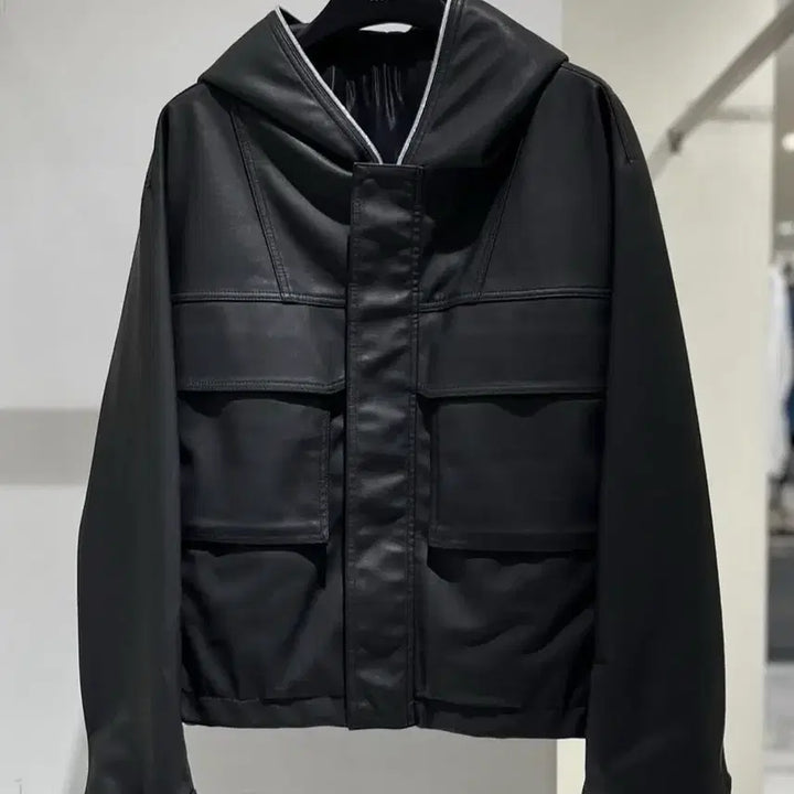 [BUNJANG] Solid Homme Leather Hooded Jacket / [50] 솔리드옴므 레더 후드 자켓