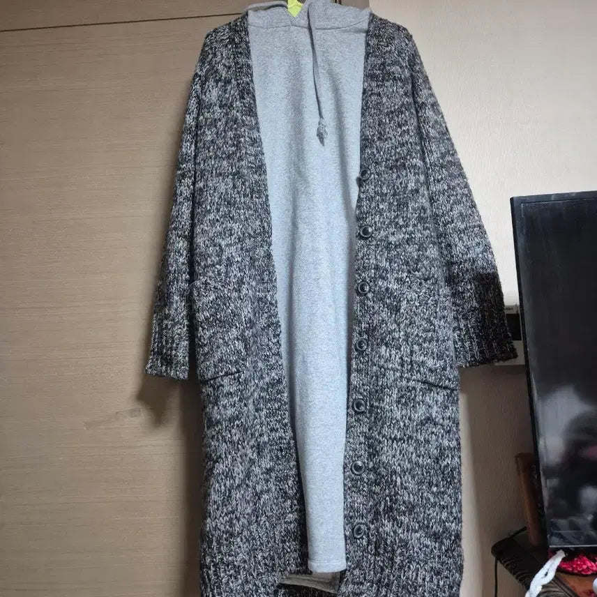 [BUNJANG] Dailycode Grey Hooded Long Fleece Dress / 국산 기모 후드 롱 원피스 회색