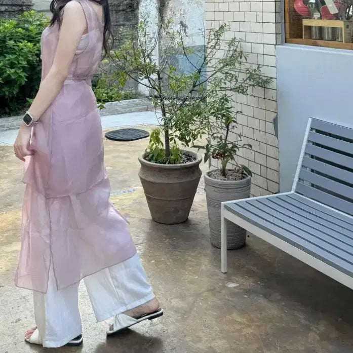 [BUNJANG] Sheer Layered Long Dress / 시스루 레이어드 롱 원피스