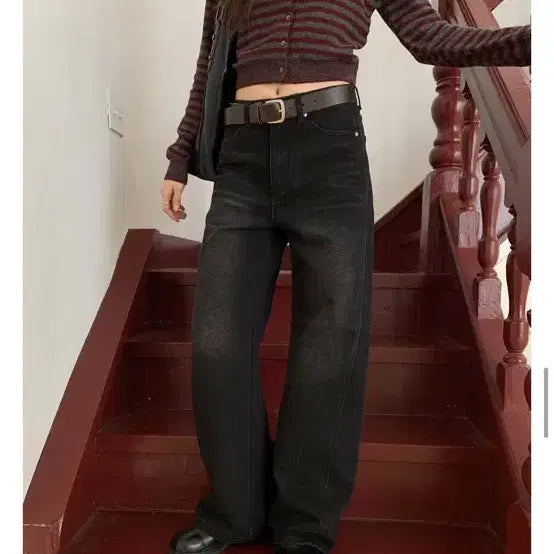 [BUNJANG] ObNine Black Denim Pants S Long Version / 오브나인 흑청 바지 s사이즈 롱버전