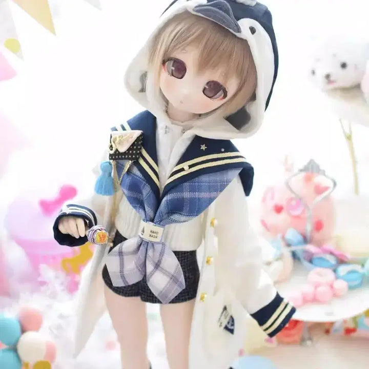 [BUNJANG] Alrokjogakshop Penguin Sailor Outfit Set for MSD/MDD Dolls / 구체관절인형 구관 MSD MDD 호환 의상 펭귄 세일러