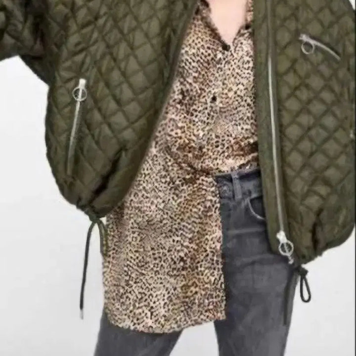 [BUNJANG] ZARA TRF Quilted Bomber Jacket (Khaki) - S/M / (단종레어)자라 TRF 카키 퀼팅 봄버 자켓 오버핏 간절기 아우터 S~M