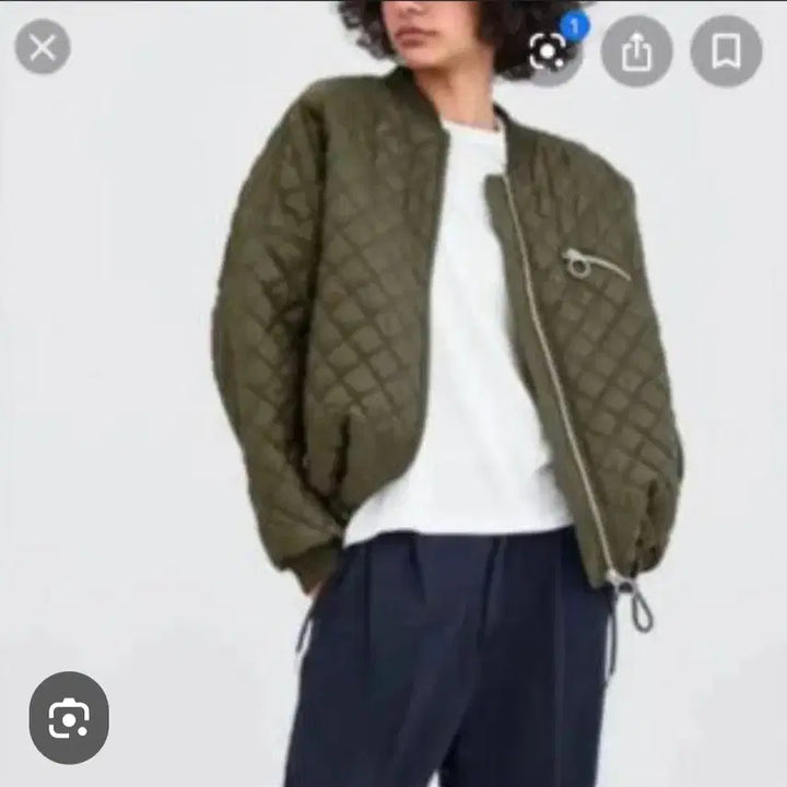 [BUNJANG] ZARA TRF Quilted Bomber Jacket (Khaki) - S/M / (단종레어)자라 TRF 카키 퀼팅 봄버 자켓 오버핏 간절기 아우터 S~M