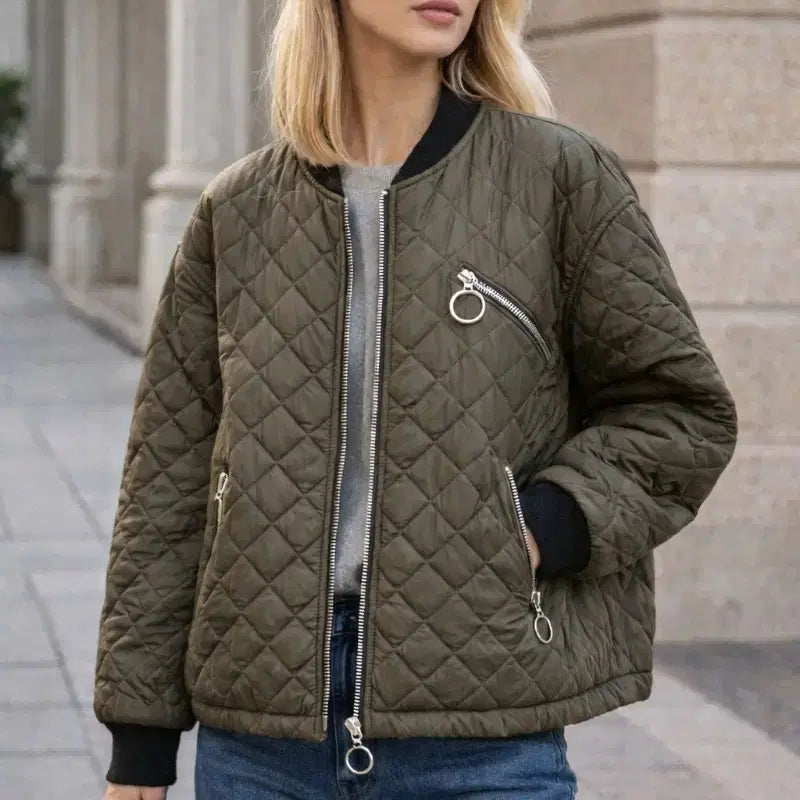 [BUNJANG] ZARA TRF Quilted Bomber Jacket (Khaki) - S/M / (단종레어)자라 TRF 카키 퀼팅 봄버 자켓 오버핏 간절기 아우터 S~M