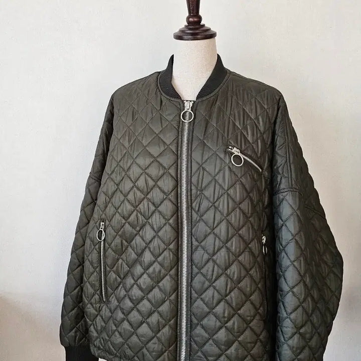 [BUNJANG] ZARA TRF Quilted Bomber Jacket (Khaki) - S/M / (단종레어)자라 TRF 카키 퀼팅 봄버 자켓 오버핏 간절기 아우터 S~M