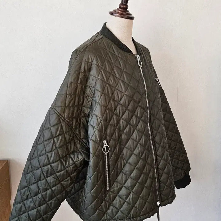 [BUNJANG] ZARA TRF Quilted Bomber Jacket (Khaki) - S/M / (단종레어)자라 TRF 카키 퀼팅 봄버 자켓 오버핏 간절기 아우터 S~M