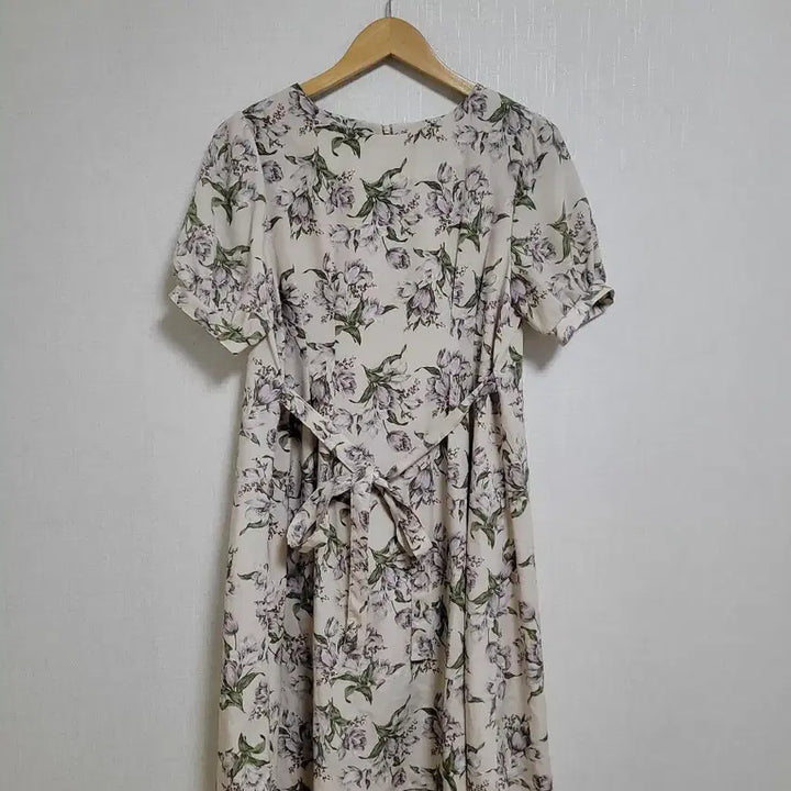 [BUNJANG] Chiffon Floral Pattern Wrap Dress / 900.쉬폰플라워 패턴 반팔 랩 원피스
