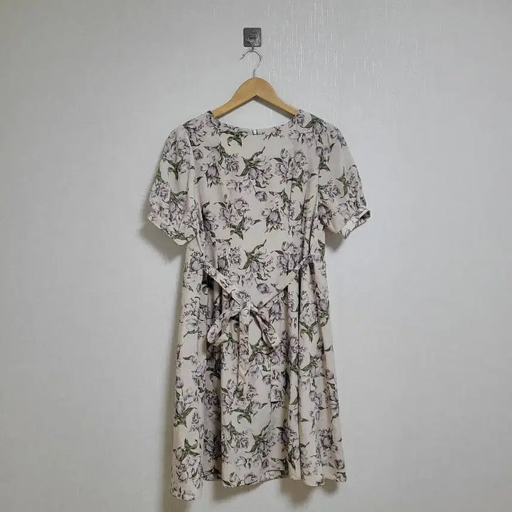 [BUNJANG] Chiffon Floral Pattern Wrap Dress / 900.쉬폰플라워 패턴 반팔 랩 원피스