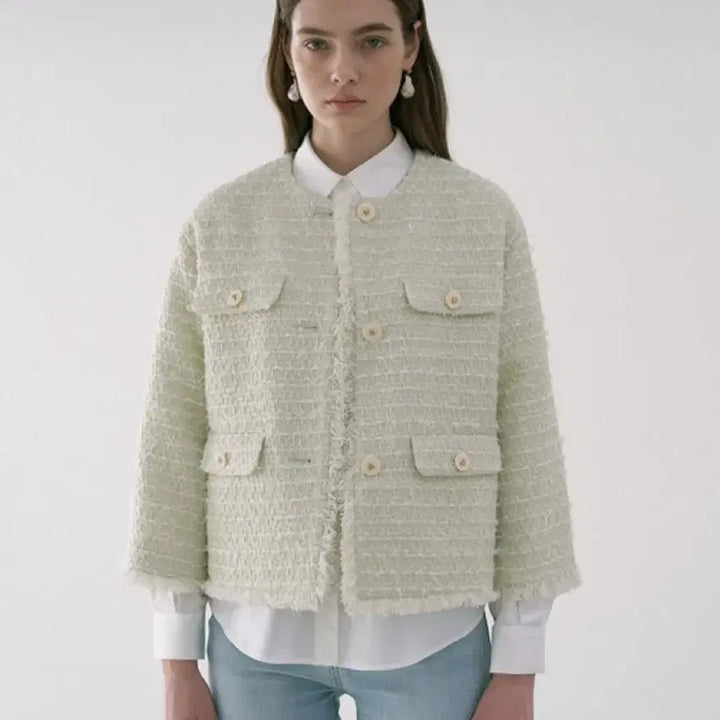 [BUNJANG] Lamei Mint Tweed Jacket / 라메레이 민트 트위드 자켓