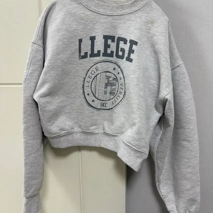 [BUNJANG] RECTO Melange Gray Crop Sweatshirt / 렉토 멜란지그레이 크롭맨투맨 여성FREE 실착3회 운포7