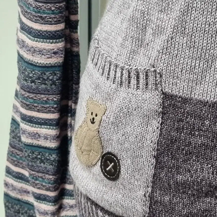 [BUNJANG] Kamomesanso Vintage Stripe Cat Knit Top Set / 일본 빈티지 카모메산장 스트라이프 고양이 네코 반팔니트 모리룩 아오이유우