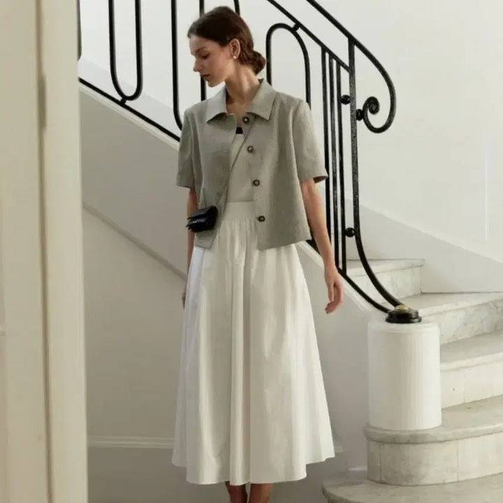 [BUNJANG] Depound Half Sleeve Tweed Jacket / 드파운드 하프 슬리브 트위드 자켓 새 제품