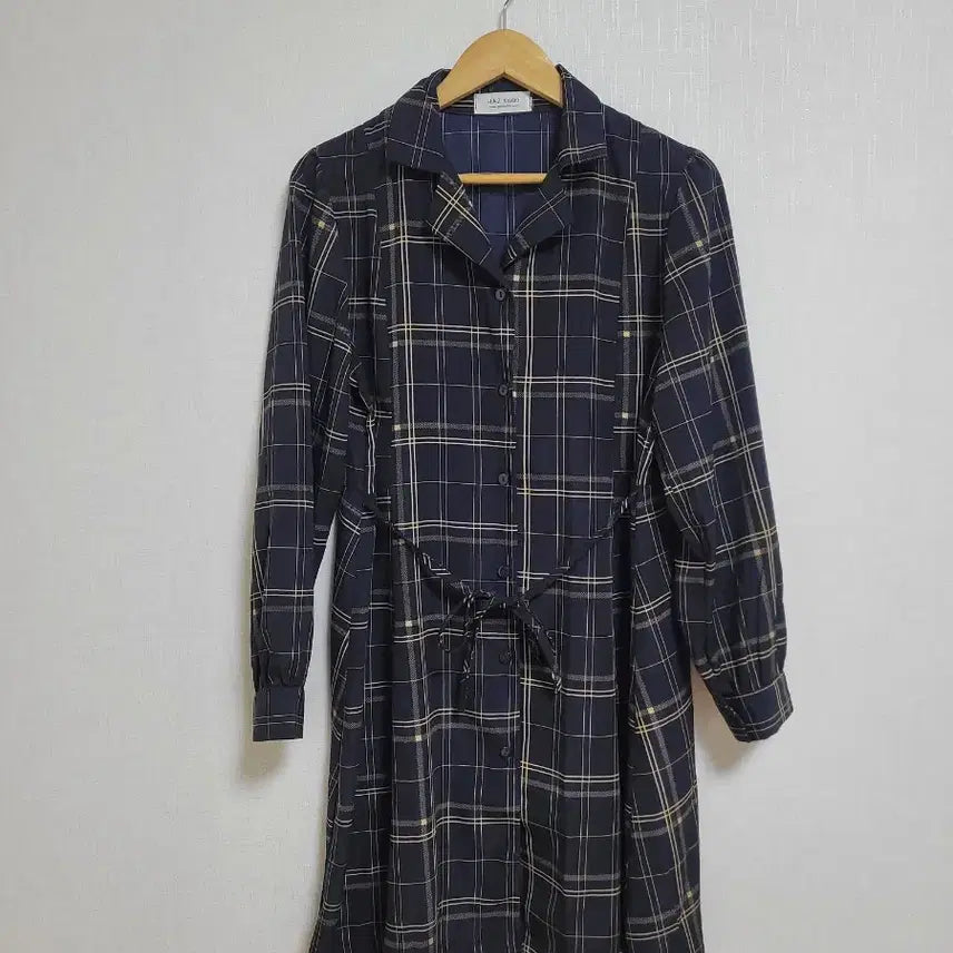 [BUNJANG] H&amp;Z Studio Navy Check Long Dress / 900.H&amp;Z studio 네이비 체크 롱 원피스