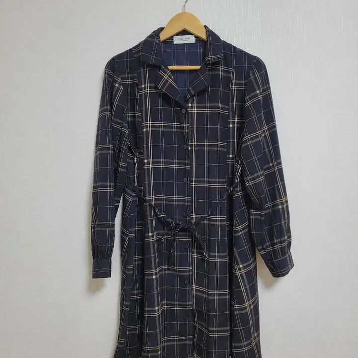 [BUNJANG] H&amp;Z Studio Navy Check Long Dress / 900.H&amp;Z studio 네이비 체크 롱 원피스